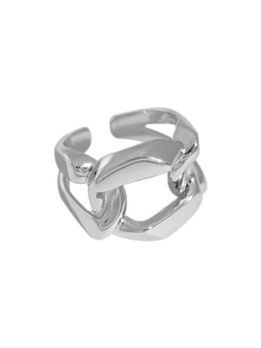 Platinum [14 adjustable] 925 Sterling Silver Geometric Vintage Band Ring